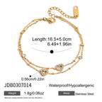 18K Gold Moonkiss Double Chain Heart Dainty Bracelet Stacks