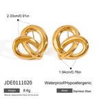 18K Gold and Silver Two Tone Pretzel Heart Statement Stud Earrings