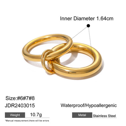 18K Gold Two Tone Connected Multi Layers Spinelli Stacking Rings