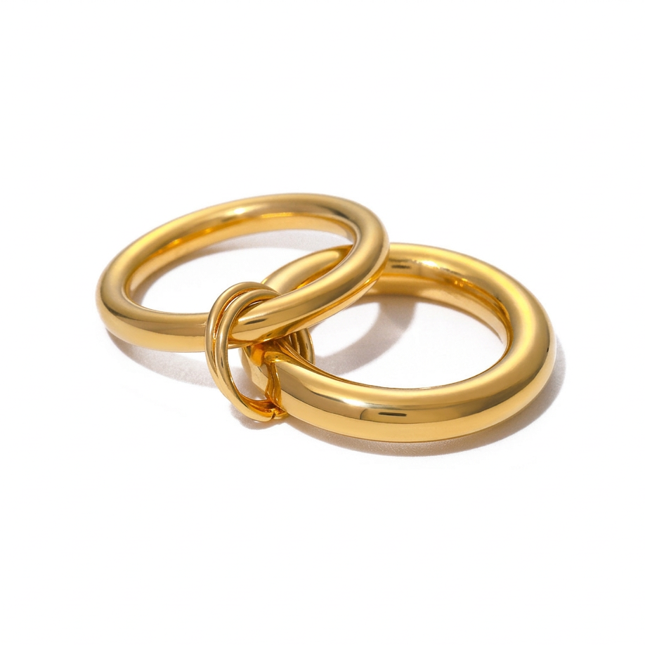 18K Gold Two Tone Connected Multi Layers Spinelli Stacking Rings