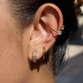 18K Gold Daily Luxe Small Hoop Huggie Earrings Ear Cuffs Stack