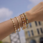 18K Gold Starlight Seduction Color Gem Bangle Bracelet