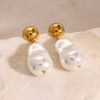18K Gold Heiress Pearl Stud Dangle Earrings