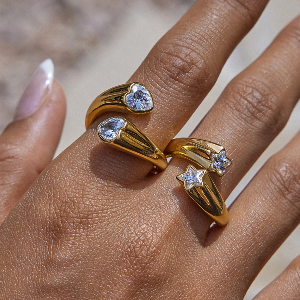 18K Gold Shooting Star Bejeweled Statement Ring