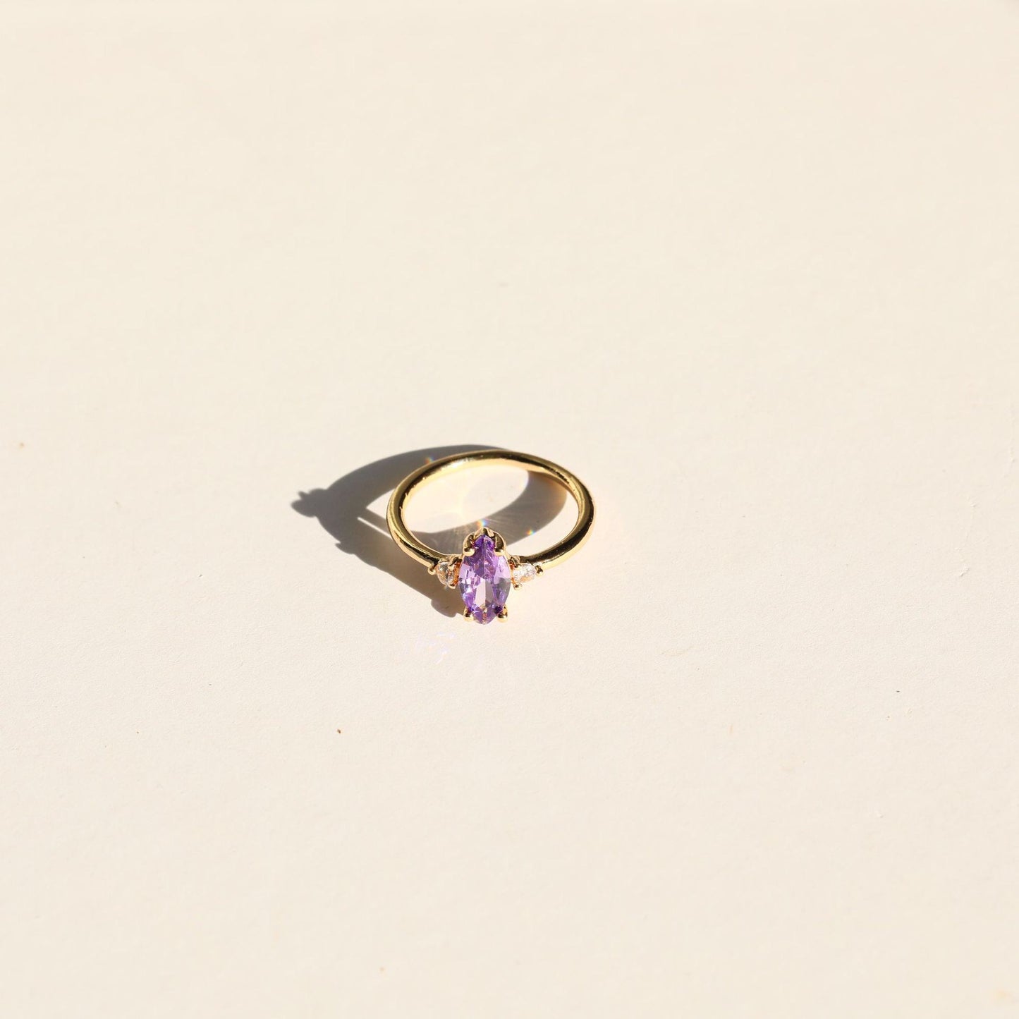 18K Gold Minimalist Birthstone Ring