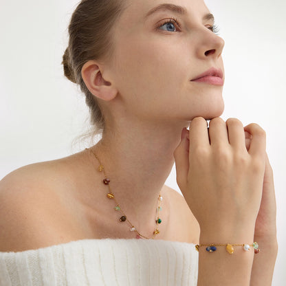 18K Gold Sunkissed Memory Color Beads Chain Bracelet