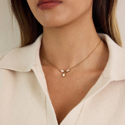 18K Gold Cherish Minimalist Bezel Dainty CZ Necklace