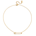 18K Gold Safety Pin Pendant Dainty Chain Layered Necklace Set