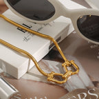 18K Gold Cuffed Pendant Statement Necklace
