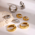 18K Gold Classic Dome Small Hoop Huggie Earrings