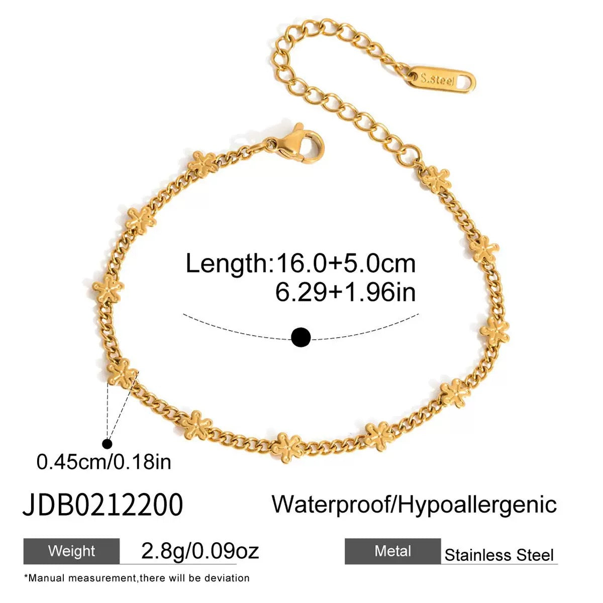 18K Gold Petal Tease Dainty Flower Chain Necklace Jewelry Set