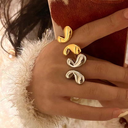 18K Gold Puffy Butterfly Wings Statement Cuff Ring