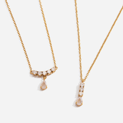 18K Gold High-wattage sparkle Pedant Y Shape Layered Necklace Set