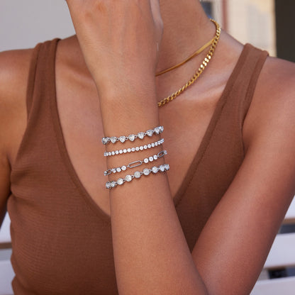 18K Gold Bejeweled Desire Heart Tennis Bracelet Stack