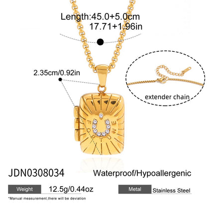 18K Gold Keepsake Heart Book Locket Pendant Box Chain Necklace