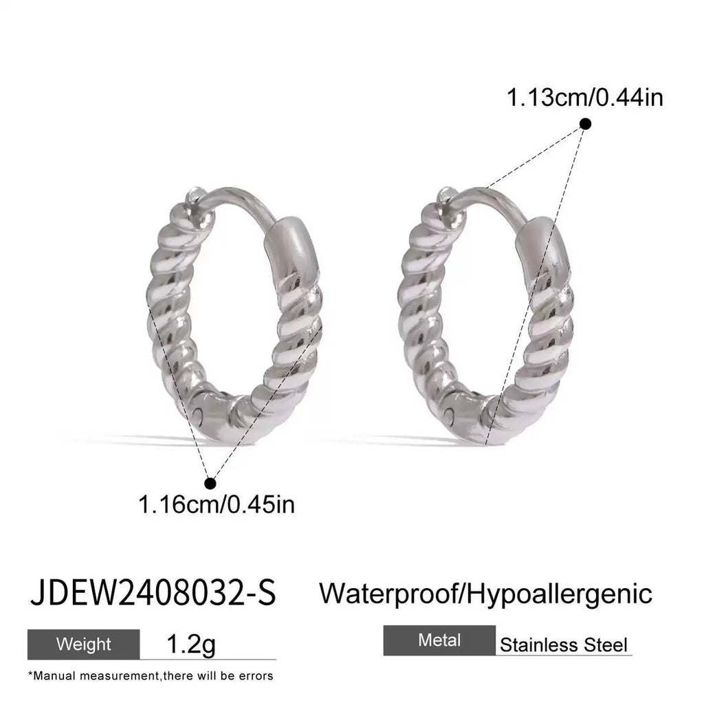 18K Gold Minimalist Twisted Small Hoop Huggie Earrings