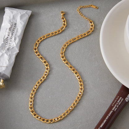 18K Gold Cosmic Glow Paperclip Curb Chain Layered Necklace Set