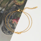 18K Gold Stars Align Dainty Chain Colorful Hearts Bracelet Stack