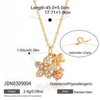 18K Gold Enchanted Garden Pave Dragonfly Ladybug Flower Dainty Pendant Necklace