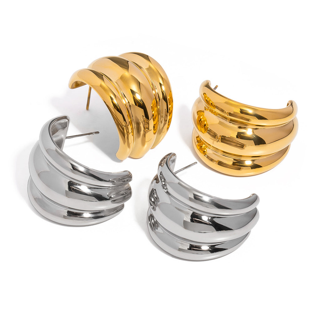 18K Gold Banana Statement Stud Earrings