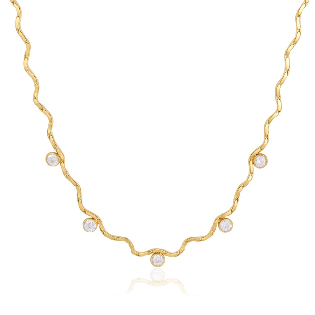 18K Gold Celeste Elegant Dainty Wavy Chain Necklace