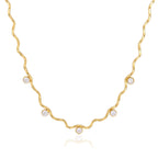 18K Gold Celeste Elegant Dainty Wavy Chain Necklace