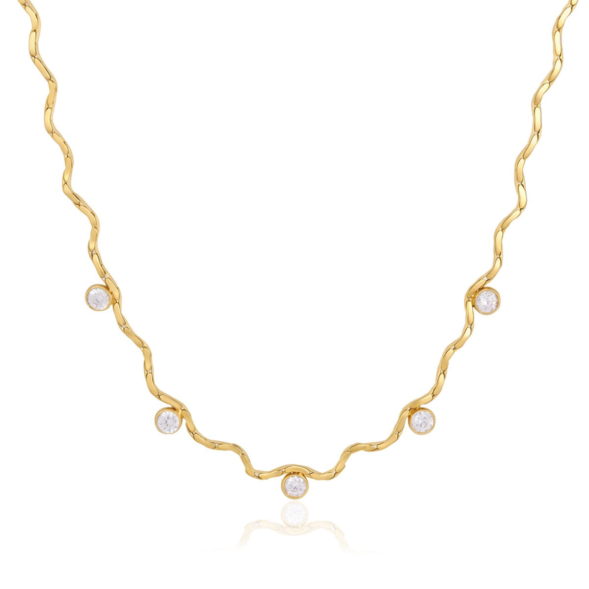 18K Gold Celeste Elegant Dainty Wavy Chain Necklace
