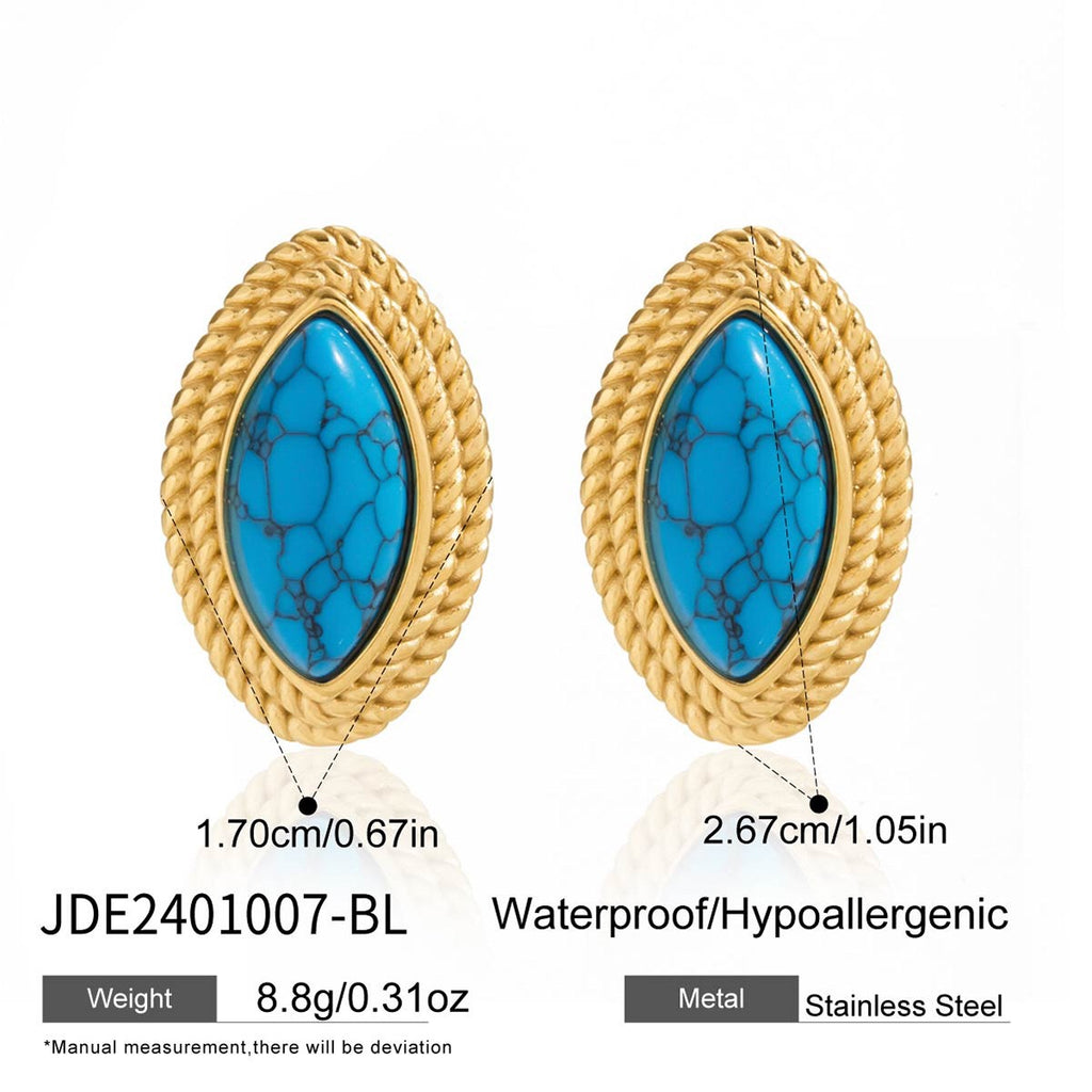 18K Gold Retro Pop Color Statement Stud Earrings