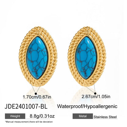18K Gold Retro Pop Color Statement Stud Earrings