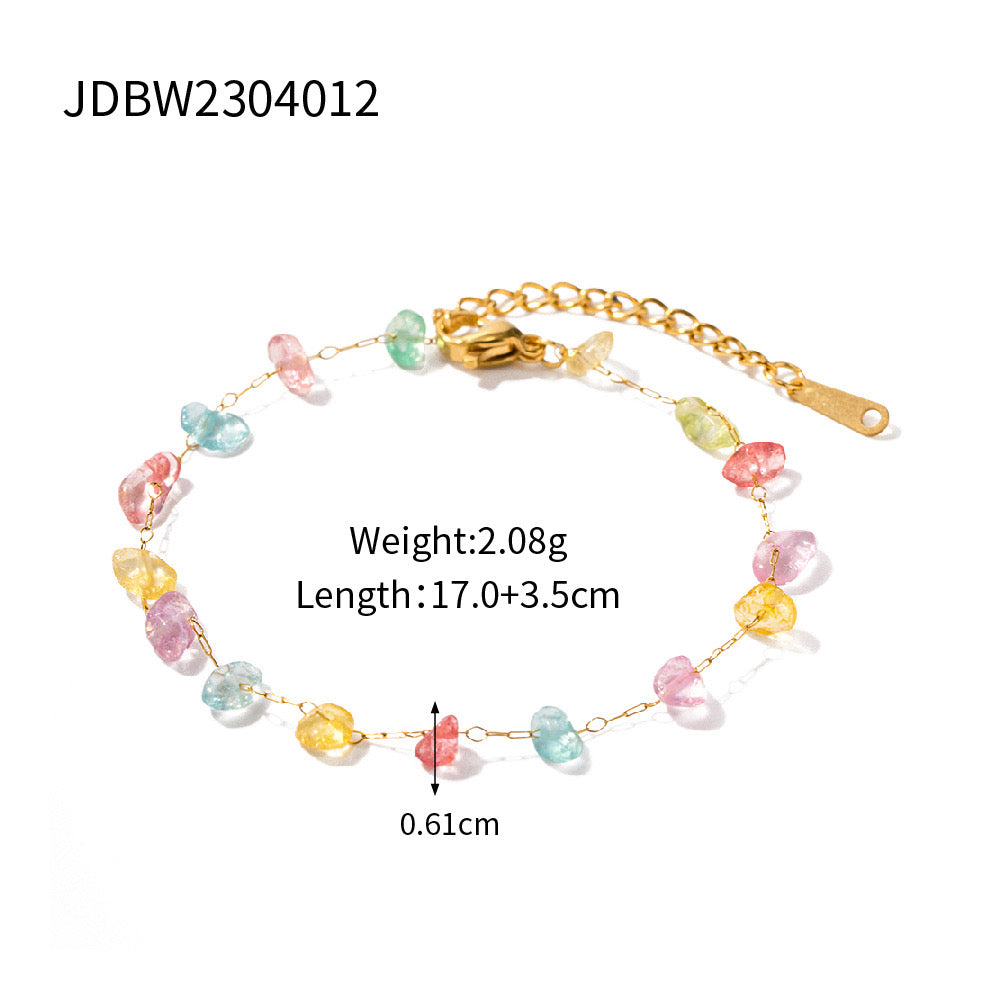 18K Gold Gemstone Crystal Bracelet