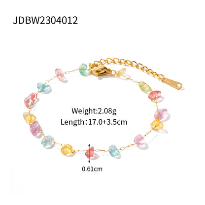 18K Gold Gemstone Crystal Necklace