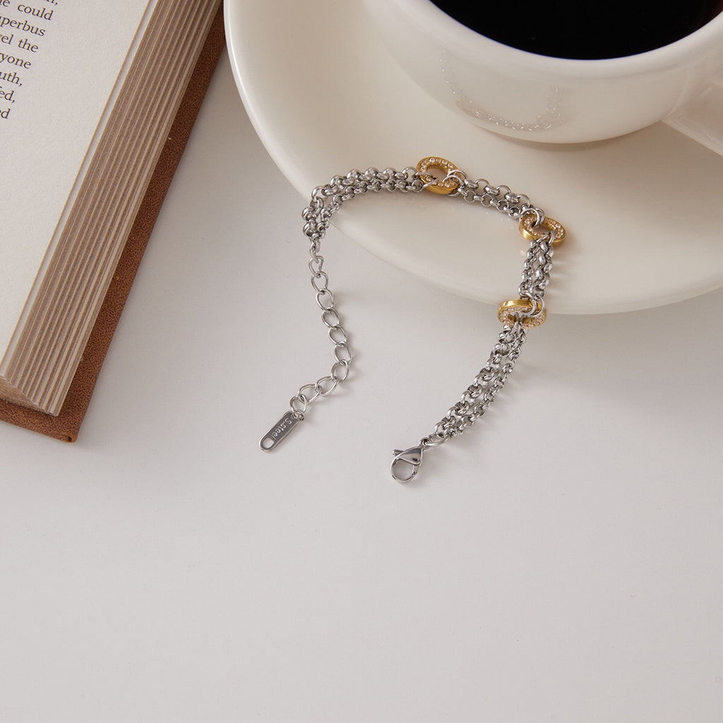 18K Gold and Silver Off Duty Two Tone Chain Bracelet