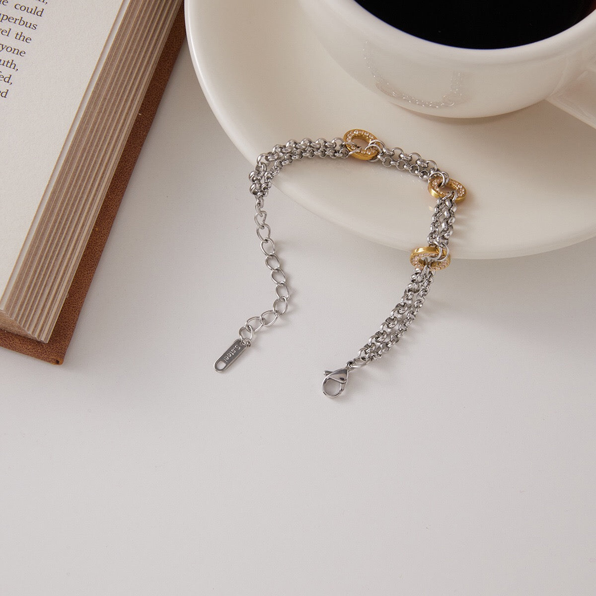 18K Gold and Silver Off Duty Two Tone Chain Bracelet