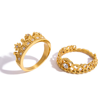 18K Gold Princess Tiara Statement Ring