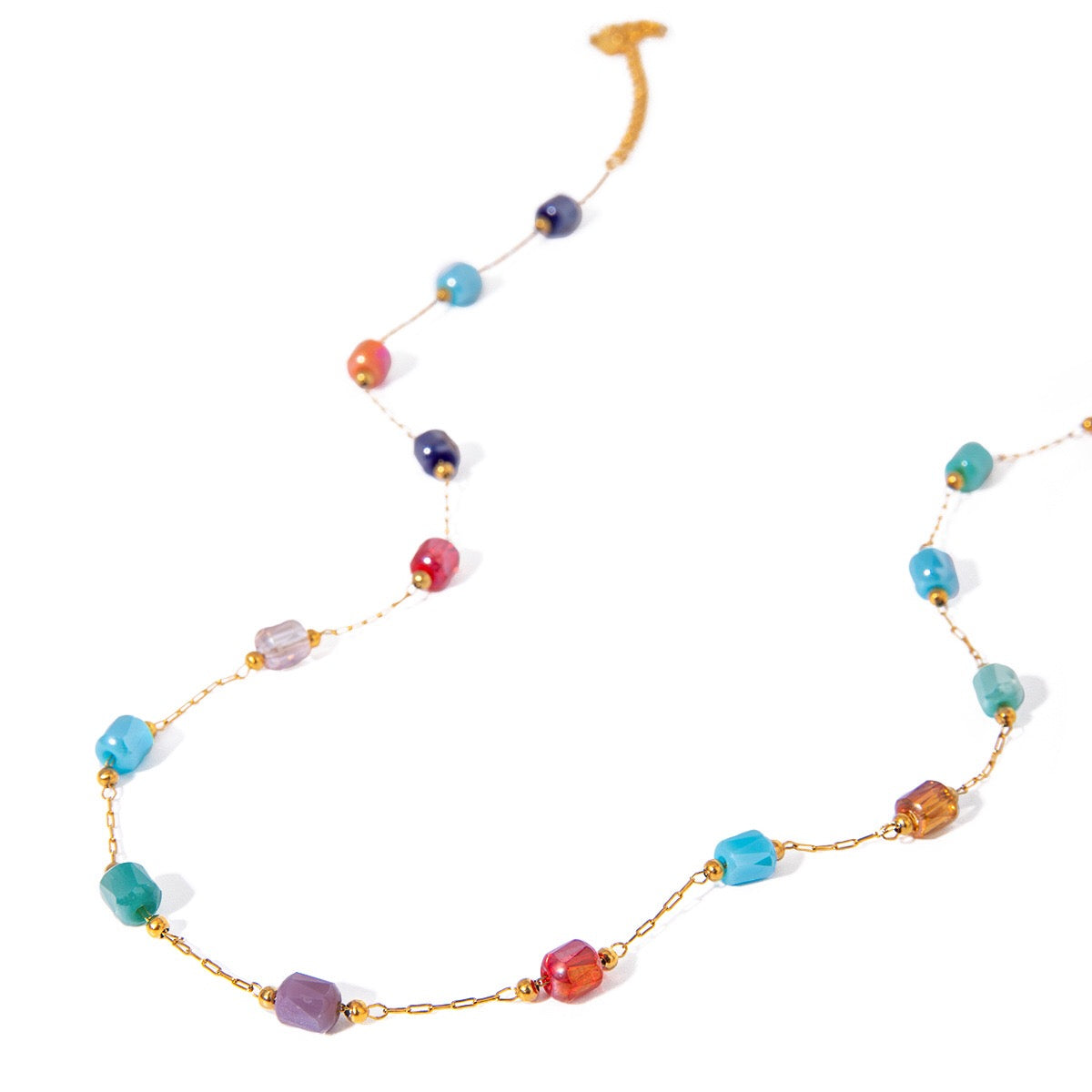 18K Gold Color Candy Beaded Chain Necklace