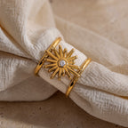 18K Gold Sunbeam Chunky Statement Sun Ring
