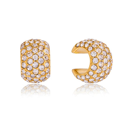 18K Gold Diamond Fever Huggie Earrings Ear Cuff Set