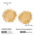 18K Gold Sunflower Statement Stud Earrings