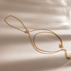 18K Gold Waterproof Dainty Flower Hand Chain Bracelet