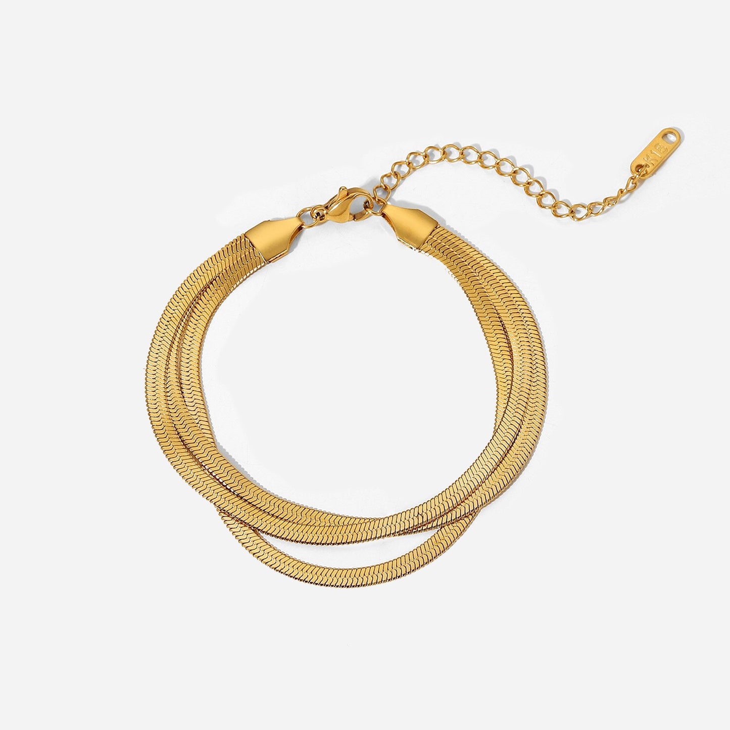 18K Gold Herringbone Chain Bracelet