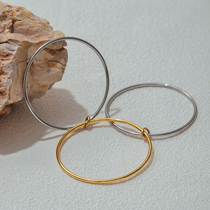 18K Gold and Silver Two Tone Connected Silm Bangle Bracelets Stack