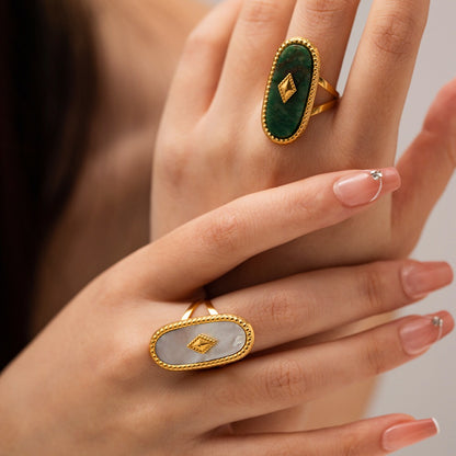 18K Gold Vintage Inspired Gemstone Statement Ring
