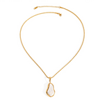 18K Gold Baroque Pearl Pendant Statement Necklace & Dangle Earrings & Ring Set