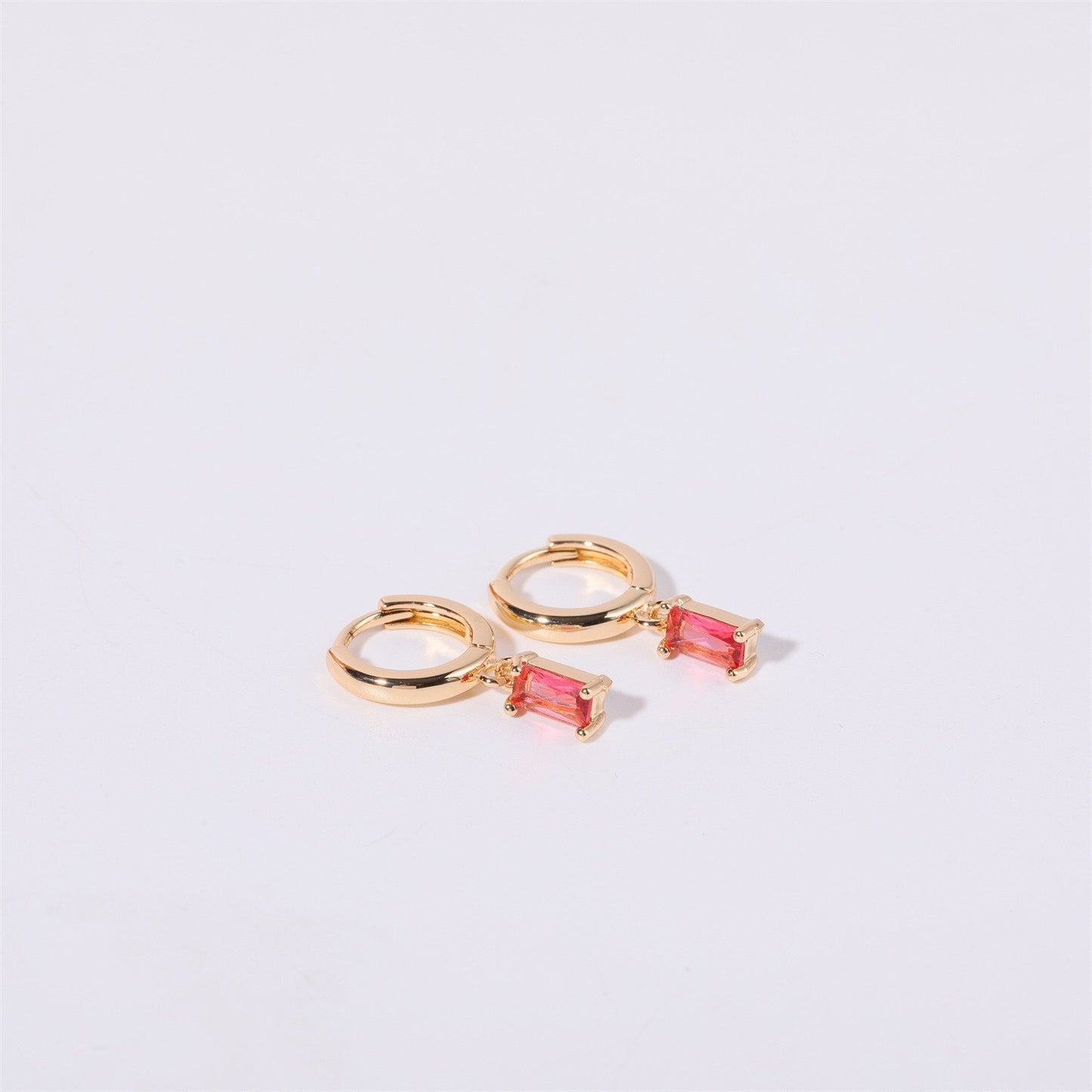 14K Gold Minimalist Birthstone Huggie Earrings