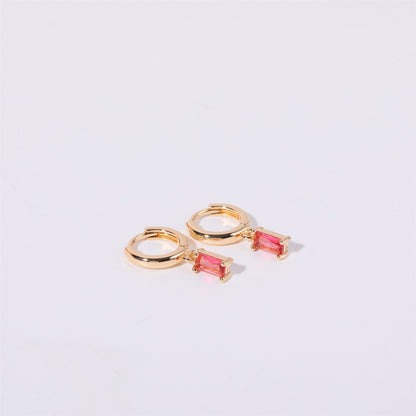 14K Gold Minimalist Birthstone Huggie Earrings