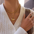 18K Gold Sinfully Yours Heart Cross Pearl Charm Necklace