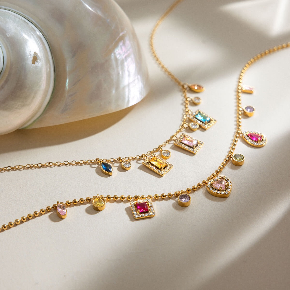 18K Gold Jewel Addiction Color Heart Statement Necklace