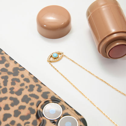 18K Gold Evil Eye Dainty Pendant Turquoise Necklace