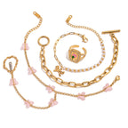 18K Gold Waterproof Pink Butterfly Trendy Hand Jewelry Chain Bracelet