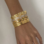 18K Gold Golden Hour Star Bangle Bracelet Stack